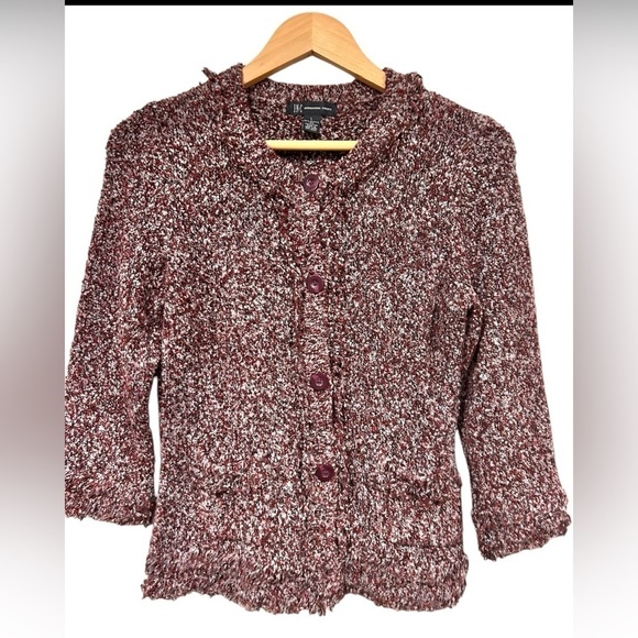 INC International Concepts Maroon Speckled Cardigan Button Down Large 90s Y2K - Picture 3 of 7